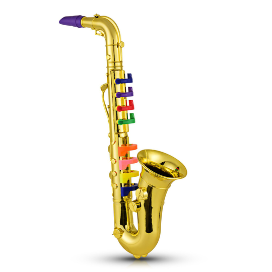 Saxofoon Kids Musical Wind Instrumenten Abs Metallic Gouden Saxofoon Met 8 Gekleurde Toetsen Muzikaal Speelgoed Baby Muziek Tool