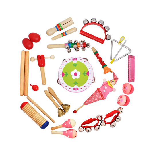 Muzikaal Speelgoed Slaginstrumenten Band Ritme Kit voor Kinderen Peuters met Tamboerijn Handbells Maracas Kleine Trompet Harmonica