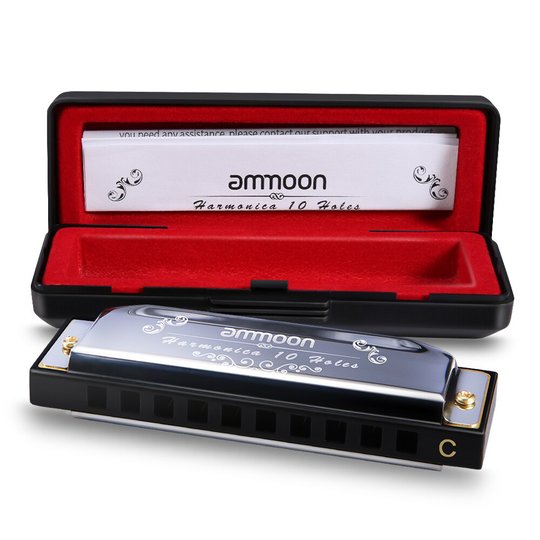 Ammoon 10 Gaten 20 Tones Blues Harmonica Mondharmonica Sleutel Van C Met Storage Case Voor Kinderen Beginners Studenten Musical gif