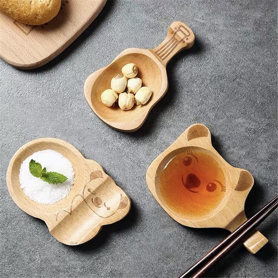 Creatieve Cartoon Beukenhout Sojasaus Schotel Saus Schotel Eetstokjes Houder Japanse Dual-Purpose Houten Schotel Eetstokje Kussen 1 stuks