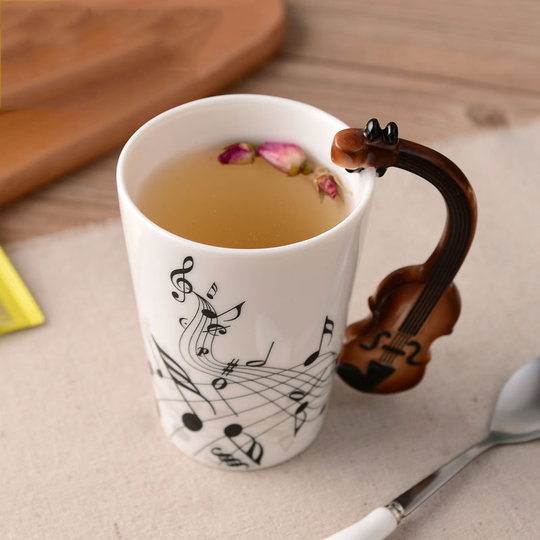 Creatieve Muziek Viool Stijl Keramische Mok Melk Thee Koffie Cup Persoonlijkheid Stave Mokken Tasse Een Cafe Kerstcadeau