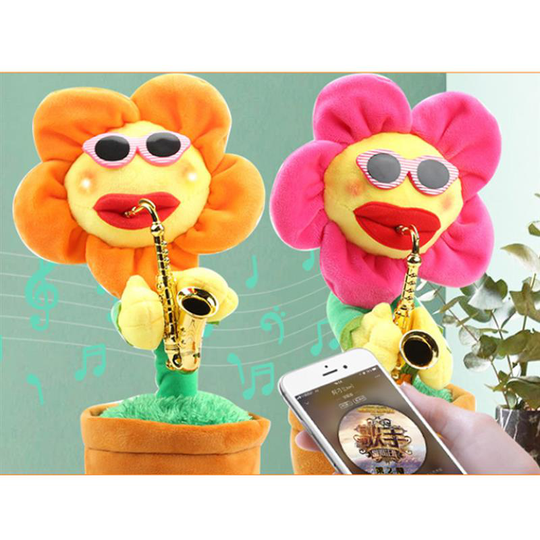 32*17Cm Elektrische Speelgoed Zingen En Dansen Bloemen Zonnebloemen Spelen Saxofoon Grappige Bluetooth Speaker Kinderen Muziek Speelgoed