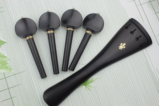 1 set top 4/4 full size ebbenhout cello onderdelen ingelegd koper staartstuk vier pinnen