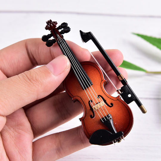 Mini Viool met Ondersteuning Miniatuur Houten Muziekinstrumenten Collection Decoratieve Ornamenten