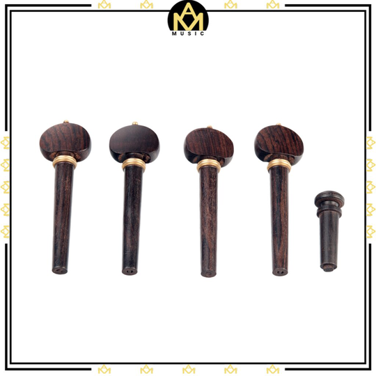4 Stuks Ebony Viool Draaien Pinnen + 1 Pcs Endpin W/Cooper Decoratie Viool Goede Vervanging Viool Onderdelen
