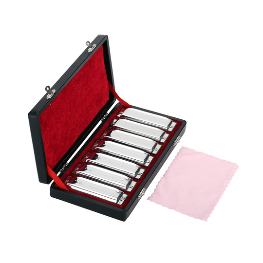 Zwaan 10 Hols Harmonica Harp Blues Harmonica Diatonische 7 Stuk (A-G) W/ Harmonica Set Prachtige Doos + Doekjes