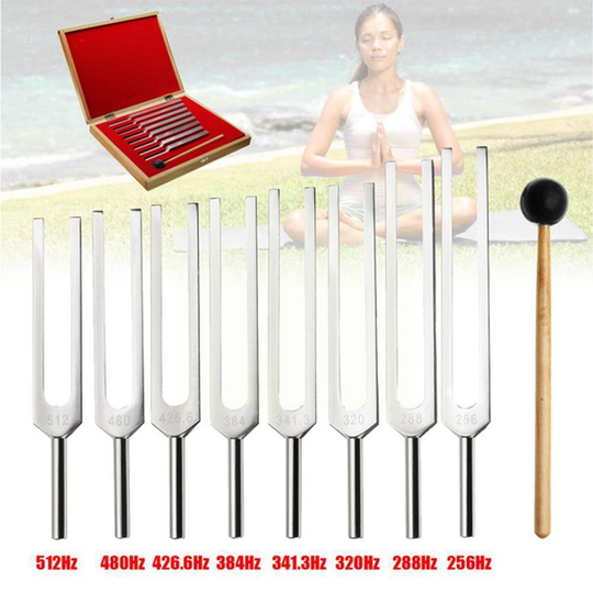 1 Set 8 Tuning Fork Set 256-512hz Steel Teaching Tuning Fork Fork Guitar Set Instrument Musical Tuner Tuning Violin Tunning D3u4