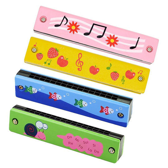 Yn-Houten Harmonica Voor Kinderen Speelgoed Muziekinstrumenten 16 Gaten Dubbele Rij Klap Cartoon Houtblazers Mond Harmonica