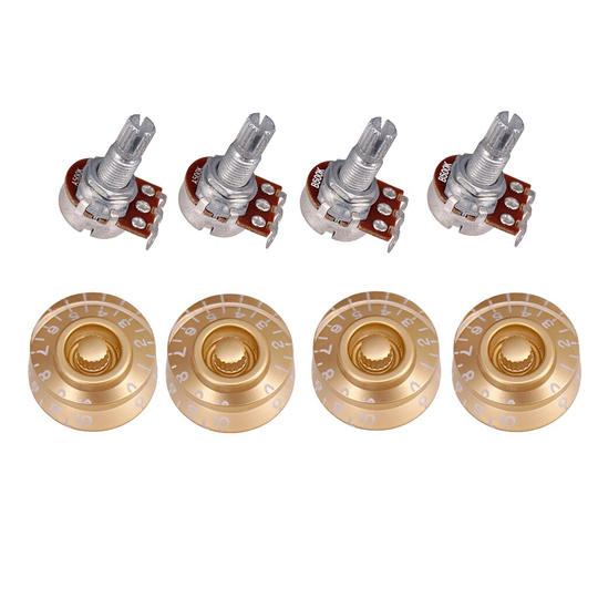 4 Stuks Gitaar Potentiometer Audio Potten A500K B500K 18Mm Vervanging & 4 Stuks Gitaar Volume Toneknoppen