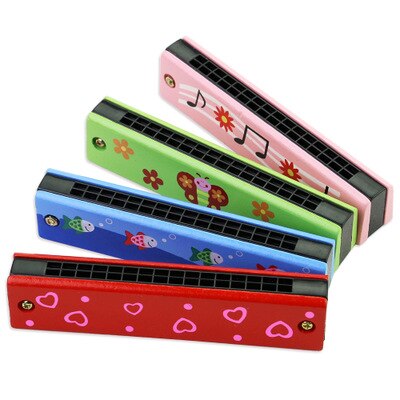 Kleurrijke Muzikale Houten Geschilderde Harmonica Educatief Instrument Speelgoed Voor Kids Kinderen Verjaardag Hotsale