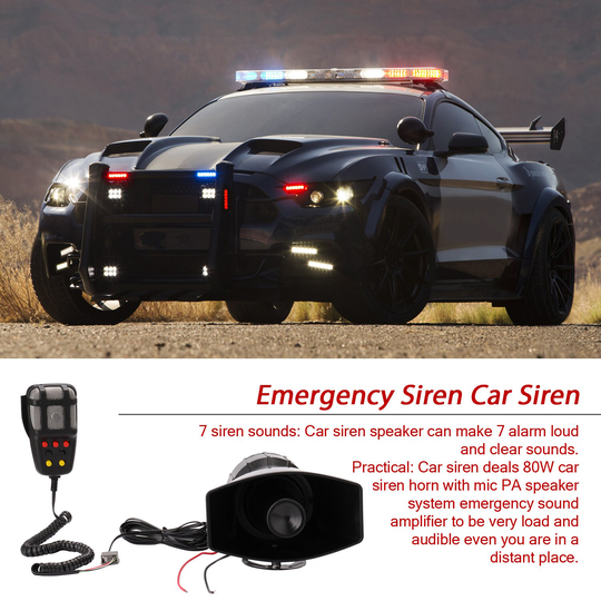 12V 80W Tone Sound Auto Nood Sirene Auto Sirene Hoorn Mic PA Luidspreker Systeem Emergency Versterker Hooter Auto accessoires