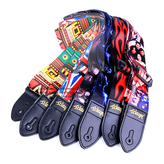 Gitaar Strap Multi-color Gitaar Riemen Verstelbare Kleurrijke Afdrukken Nylon Gitaarriemen Bas Akoestische Elektrische Gitaar Accessoires