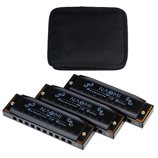 3Pcs Hoodoo Blues Harmonica C, D, G Sleutel Harmonica Set 10 Gaten Met Ritssluiting Draagtas