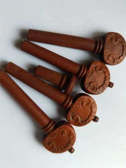 4 stks Viool Haringen Jujube Hout Gesneden Viool Pinnen met End Pin Alle 4/4