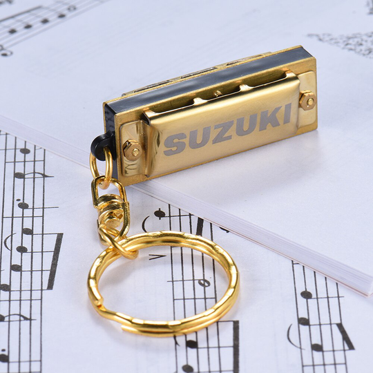 Suzuki Harmonica Mini 5 Gaten 10 Tone Harmonica Sleutelhanger Sleutel Van C Golden Harmonica 10-Tone 5-Gat houtblazers Instrument