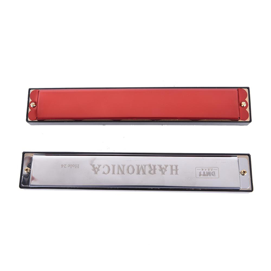 1Pc Zilver/Rood 24 Holes Tremolo Harmonica Mondharmonica Sleutel Van C Voor Beginners Niveau Muziekinstrument Kids interesse Melodieuze