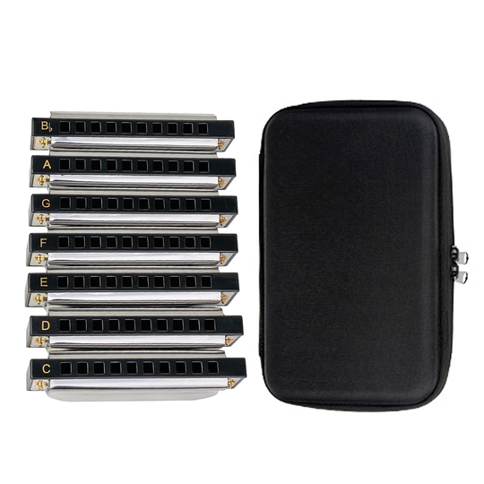 Verzegelde 7 Pcs Harmonica Blues Band Harmonica Set