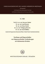 Synthese und Eigenschaften von heterocyclischen Verbindungen mit Adamantan-Struktur