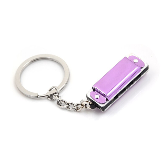Mini Harmonicas 4 Holes 8 Tone ABS Cover Brass Reed Key Chain Rings Children Harmonica Christmas For Beginner