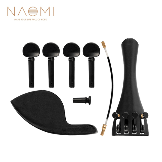 Naomi 1Set Plastic Viool Accessoires Inclusief Staartstuk + Chinrest + Eindpin + Staart Gut + 4 Stemsleutels Voor 4/4 3/4 1/2 1/4 1/8 Viool