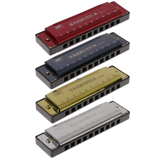10 gaten Sleutel van C Blues Harmonica Muziekinstrument Educatief Speelgoed met Case INY