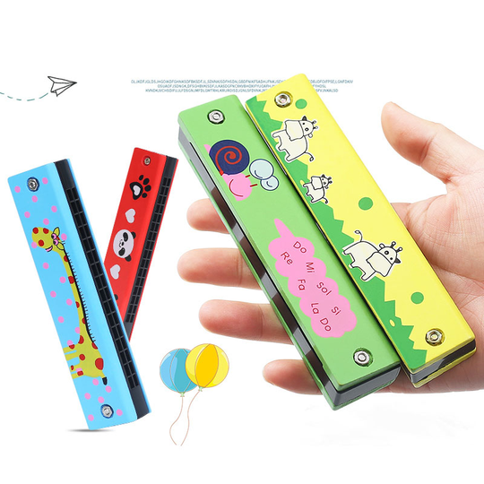 Cartoon Harmonica 16 Gaten Tremolo Harmonica Kinderen Muziekinstrument Educatief Speelgoed Cadeau Voor Kinderen Leuke Kleurrijke Harmonica