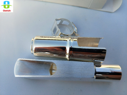 Tenorsax Mondstuk, struisvogel Vernikkeld Metalen BB Tenorsaxofoon Mondstuk met Cap en Ligatuur (#7)