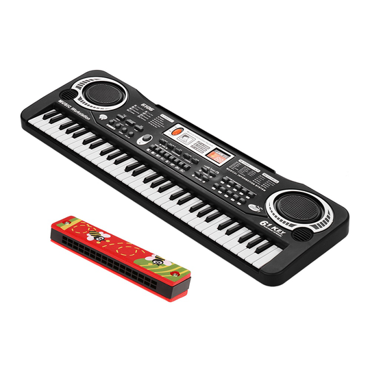 61 Toetsen Elektronische Digitale Piano Toetsenbord Met Dual Speakers Microfoon + Tremolo Harmonica 16 Gaten Kids Educatief Speelgoed