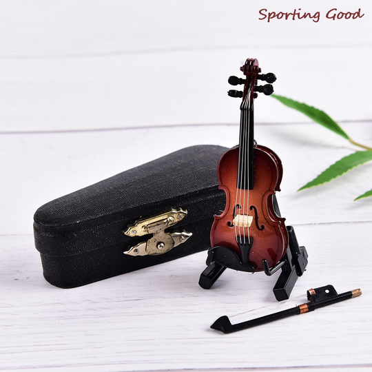 8Cm Houten Muziekinstrumenten Collection Decoratieve Ornamenten Model Decoratie Mini Viool Met Ondersteuning Miniatuur