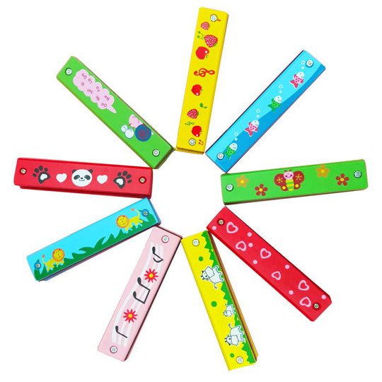 Houten Geschilderde Harmonica Muziekinstrument Voor Beginner Educatief Speelgoed Cadeau Voor Kinderen Kinderen 36 Maanden Baby