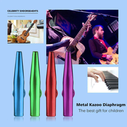 1Pcs Metalen Kazoo Met 6 Kazoo Fluit Membraan Mond Kids Instrument Party Volwassen Voor Beginners Harmonica Musical Fluit w9F4