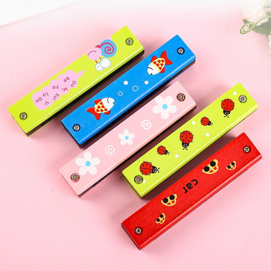 1Pcs Hout Harmonica Recreatieve Educatief Zestien Gaten Muziekinstrument Speelgoed Voor Kids Vroege Educatief Speelgoed