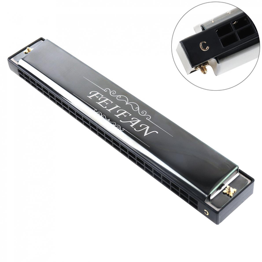 Harmonica Matte Black 24 Gaten 8K Titanium Harmonica Tremolo Tone Keyc Harp Mondharmonica Muziekinstrumenten