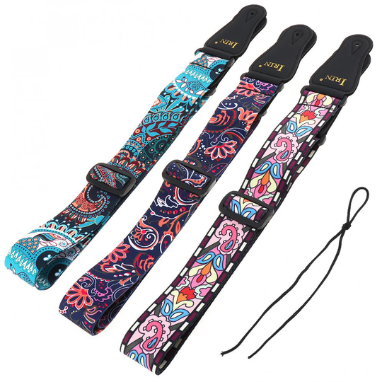 Verstelbare Afdrukken Gitaarband Met Nationale Stijl Bloemen Patroon 3 Kleuren Optioneel Voor Akoestische Folk Elektrische Basgitaar