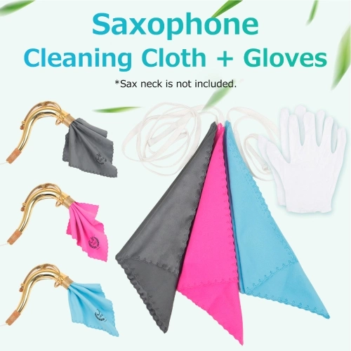 MMBAT 3er-Pack Saxophon-Reinigungstuch zum Reinigen von Blasinstrumenten-Reinigungstuch mit Handschuhen Reinigungszubehör für Saxophonflöte Klarinette