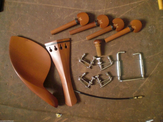 JUJUBE Viool fitting 4/4 met (Zilver) schroef, staart gut, fijne tuner (zilver kleur)