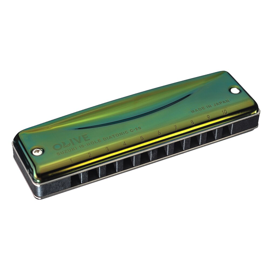 Suzuki C-20 Olijf 10-Hole Diatonische Harmonica Groene Professionele Blues Diatonische Harp10 Gaten Muziekinstrument [Kiezen Uw Sleutel]