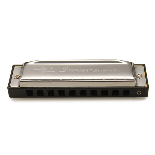 Swan Harmonica 10 Holes 20 Tone C Sleutel Blues Harmonica Zilver Kleur Mond Orgel Jazz Folk Harmonica Mond Muziekinstrumenten