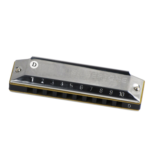 Huang 10 Holes Harmonica Diatonische Blues Harp Mondharmonica Harmonica Key van D Houtblazers Zilver Kleur voor Beginner