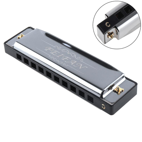 Harmonica 10 Gaten 20 Tonec Matte Black Harmonica Blues Harp Mondharmonica Rvs Voor Beginnermusical Instrument