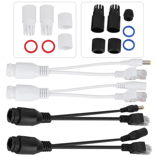 1 Paar Poe Adapter Kabel RJ45 Injector Splitter Kit Met Waterdichte Cap Power Over Ethernet Synthesizer Separator Combiner