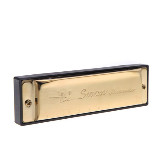 Swan Sleutel Van C 10 Gaten 20 Tone Diatonische Harmonica Gouden Voor Student Muziek Instrument Met Case 17000631 Harmonica golden