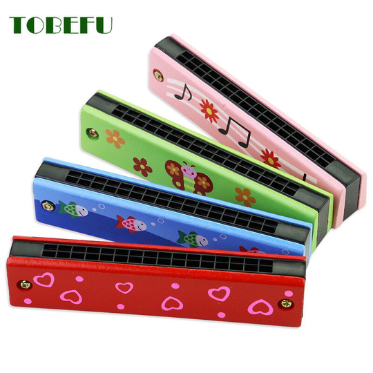 Tobefu 16 Gaten Leuke Harmonica Muziekinstrument Montessori Educatief Speelgoed Cartoon Patroon Kids Wind Instrument Kinderen