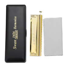 Zwaan SW1456-1 Goud Kleur 14 Gaten 56 Tinten Chromatische Harmonica Houtblazers Muziekinstrument Harp In Plastic Doos