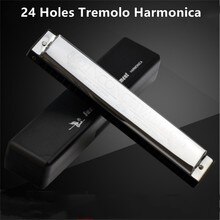 24 Holes Tremolo Harmonica 48 Tones Sleutel Van C Voor Beginner 7.08 "X 1.18" X 0.98 "harmonica Met Doos Swan Harmonica Zilver