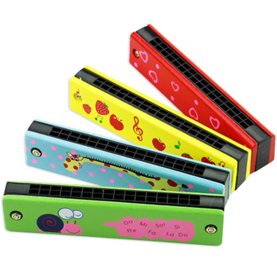 Houten Harmonica kinderen Verlichting Speelgoed Muziekinstrument 16 Gaten Dubbele Rij Puzzel Educatief Speelgoed voor Kinderen