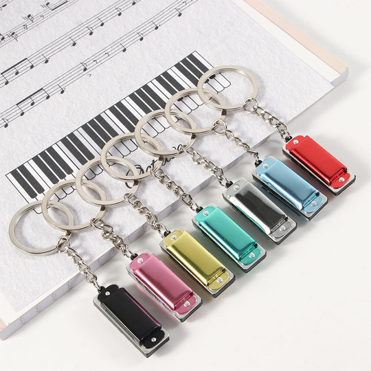 1Pcs Sleutelhanger Harmonische Harmonica Mini 4 Gaten 8 Toon Harmonica Sleutelhanger Sleutelhanger Muziekinstrumenten Speelgoed Voor Kinderen