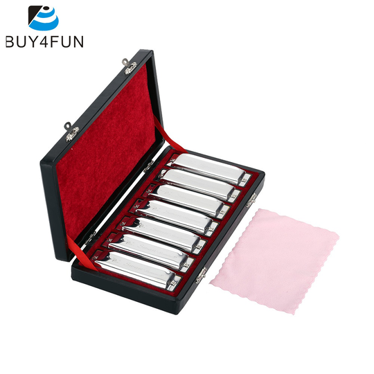 ZWAAN 10 Hols Harmonica Harp Blues Harmonica Diatonische 7 Stuk (A-G) W/Harmonica Set Prachtige Doos + doekjes