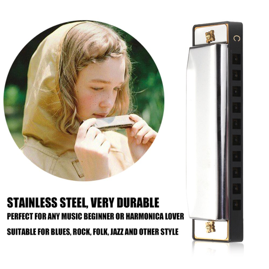 10 gat Diatonische Harmonica Zilver Blues Diatonische Harp Harmonicon 10 Gaten Muziekinstrument Legering Harmonica Mondharmonica