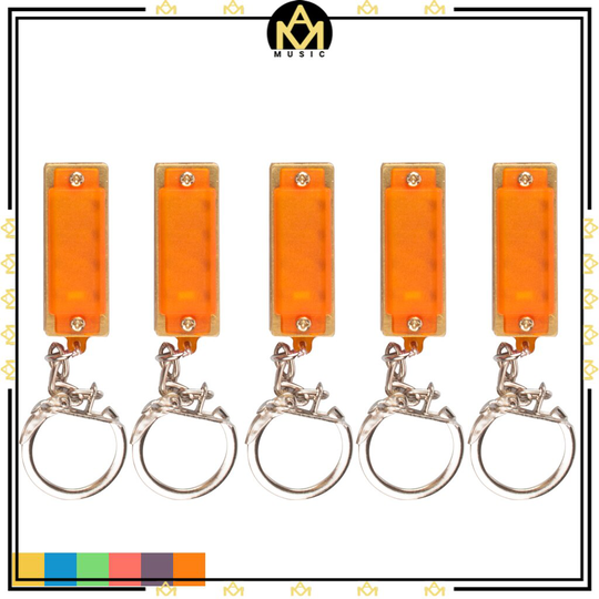 5 Stuks 4 Hole 8 Tone Miniharmonica Sleutelhanger Key Ringen Speelgoed Oranje Voor Muziek Muziekinstrument Kids Kinderen Minnaar